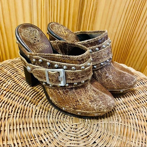 Vince Camuto Christies tan brown leather clog heel - Picture 2 of 13